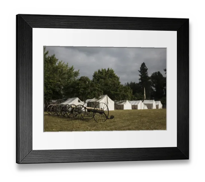 Framed Print : USA, Oregon, Brooks, Willamette Mission State Park, cannon in camp Framed Print : USA, Oregon, Brooks, Willamette Mission State Park, cannon in camp