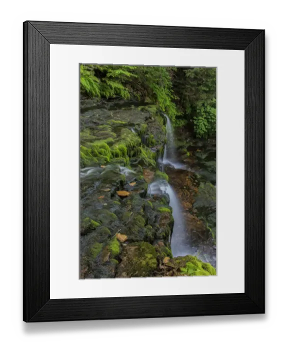 Framed Print : USA, Pennsylvania, Benton, Ricketts Glen State Park. Flowing stream from waterfall