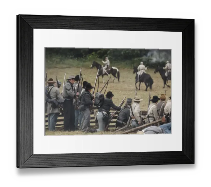 Framed Print : USA, Oregon, Brooks, Willamette Mission State Park, Confederate infantry in battle Framed Print : USA, Oregon, Brooks, Willamette Mission State Park, Confederate infantry in battle