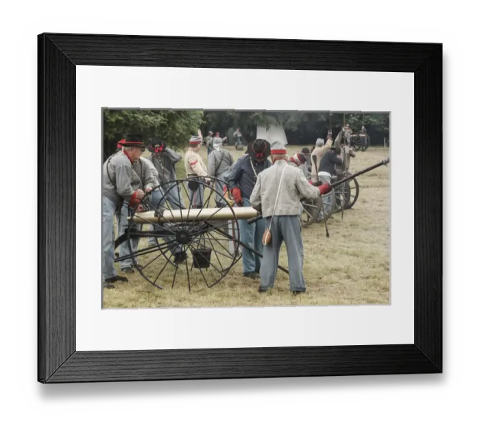 Framed Print : USA, Oregon, Brooks, Willamette Mission State Park, Confederate artillery in combat Framed Print : USA, Oregon, Brooks, Willamette Mission State Park, Confederate artillery in combat