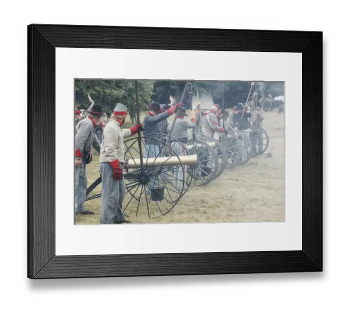 Framed Print : USA, Oregon, Brooks, Willamette Mission State Park, Confederate artillery in combat Framed Print : USA, Oregon, Brooks, Willamette Mission State Park, Confederate artillery in combat