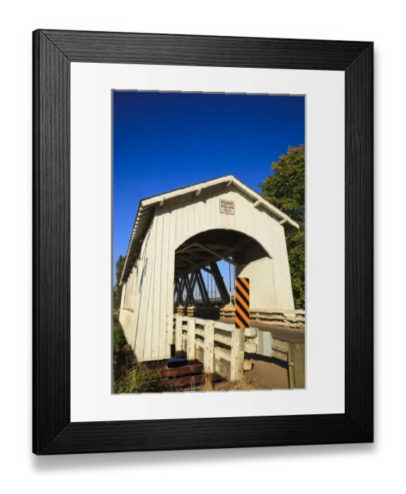Framed Print : USA, Oregon, Scio, the Gilkey Bridge, covered bridge in early Autumn Framed Print : USA, Oregon, Scio, the Gilkey Bridge, covered bridge in early Autumn