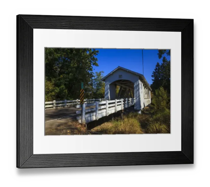 Framed Print : USA, Oregon, Scio, the Larwood Bridge, covered bridge over Crabtree Creek in early Autumn Framed Print : USA, Oregon, Scio, the Larwood Bridge, covered bridge over Crabtree Creek in early Autumn