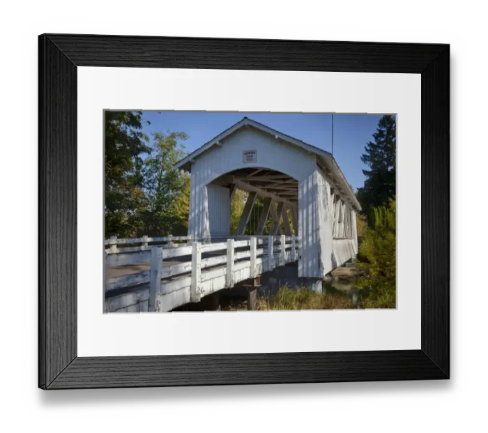 Framed Print : USA, Oregon, Scio, the Larwood Bridge, covered bridge over Crabtree Creek in early Autumn Framed Print : USA, Oregon, Scio, the Larwood Bridge, covered bridge over Crabtree Creek in early Autumn