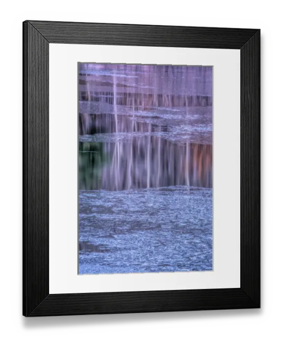 Framed Print : USA, Pennsylvania, Delaware Watergap National Recreational Area. Tree reflection on icy lake