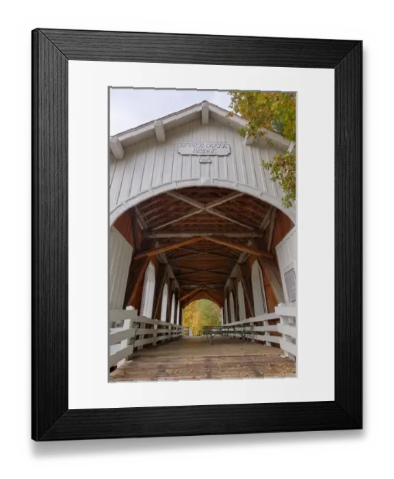 Framed Print : USA, Oregon, Pedee, Minnie Ritner Ruiter Wayside, Ritner Creek Bridge, covered bridge