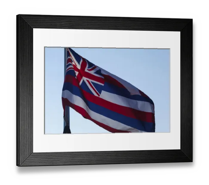 Framed Print : USA, Oregon, Salem, State Capitol State Park, the Hawaiian state flag Framed Print : USA, Oregon, Salem, State Capitol State Park, the Hawaiian state flag