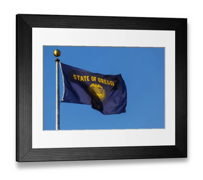 Framed Print : USA, Oregon, Salem, State Capitol State Park, Oregon state flag Framed Print : USA, Oregon, Salem, State Capitol State Park, Oregon state flag