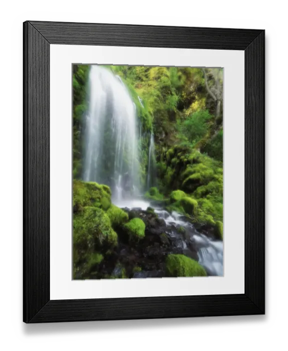 Framed Print : USA, Oregon, Colombia, View of waterfall at Mt Hood National Forest
