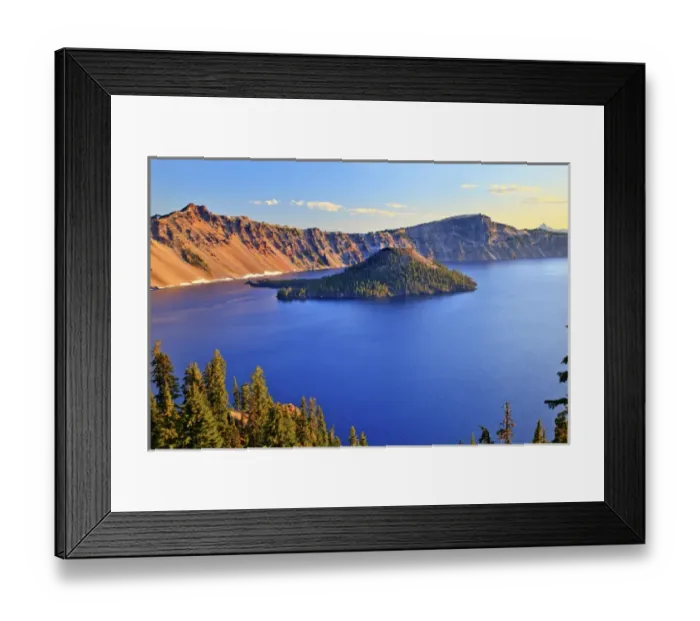 Framed Print : Crater Lake National Park Wizard Island Blue Lake Morning Oregon Pacific Northwest Framed Print : Crater Lake National Park Wizard Island Blue Lake Morning Oregon Pacific Northwest