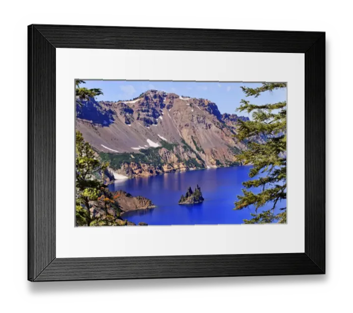 Framed Print : Crater Lake Reflection, Phantom Ship Island, Blue Sky Oregon Pacific Northwest Framed Print : Crater Lake Reflection, Phantom Ship Island, Blue Sky Oregon Pacific Northwest