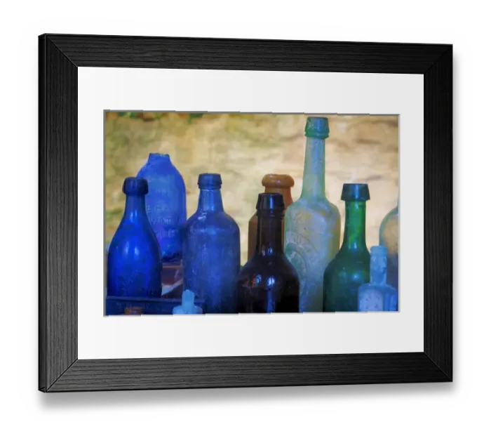 Framed Print : USA, South Carolina, Charleston. Old bottles excavated from slave quarters. Credit as Framed Print : USA, South Carolina, Charleston. Old bottles excavated from slave quarters. Credit as