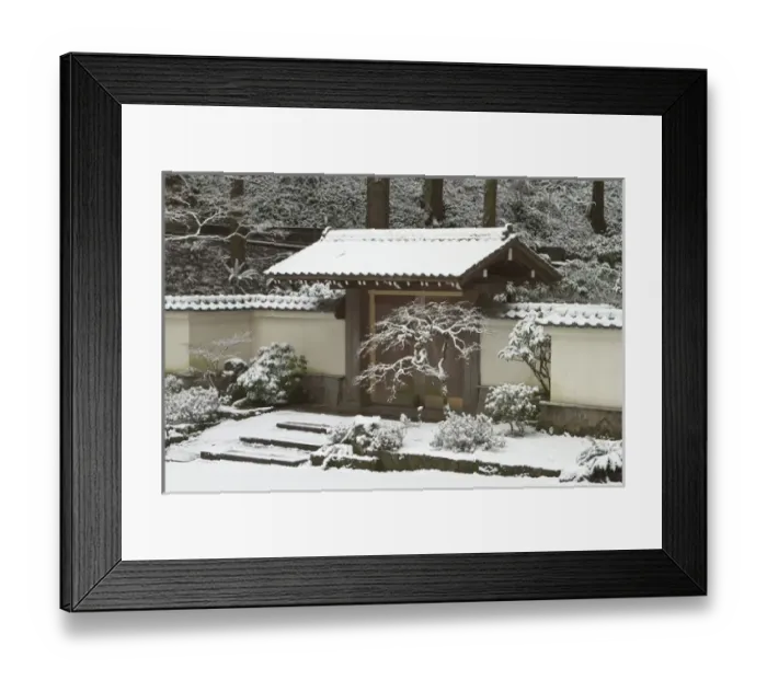 Framed Print : Rare snow at the Portland Japanese Garden, Oregon Framed Print : Rare snow at the Portland Japanese Garden, Oregon