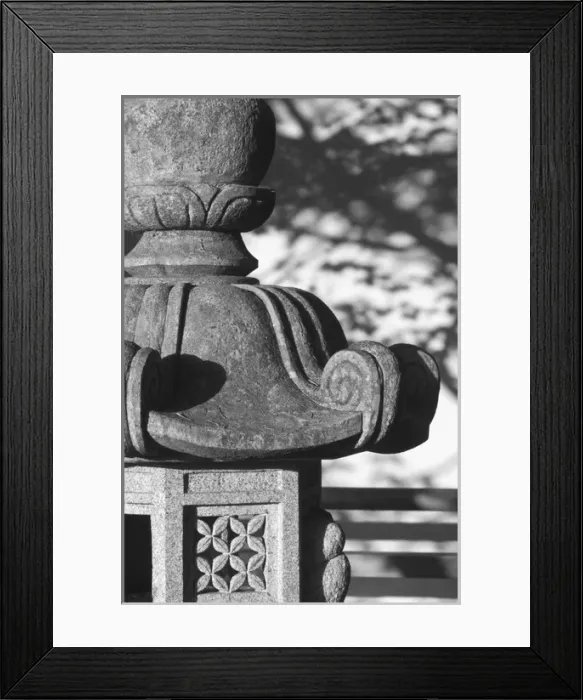 Framed Print : Stone lantern detail, Portland Japanese Garden, Oregon