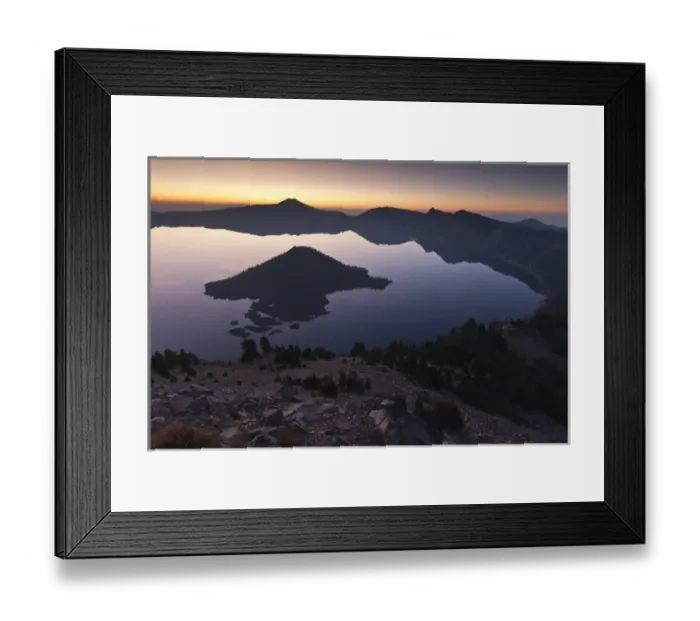 Framed Print : Wizard Island at dawn, Crater Lake Naitonal Park, Oregon Framed Print : Wizard Island at dawn, Crater Lake Naitonal Park, Oregon