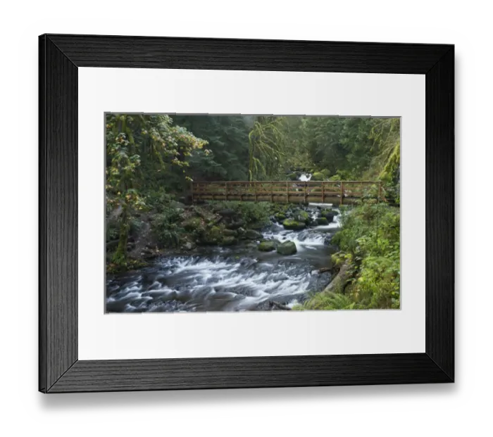 Framed Print : Footbridge across Oneonta creek, Columbia River Gorge, Oregon