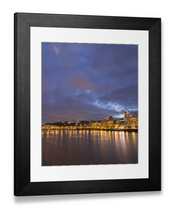 Framed Print : City lights reflected in the Willamette river, Portland, Oregon Framed Print : City lights reflected in the Willamette river, Portland, Oregon