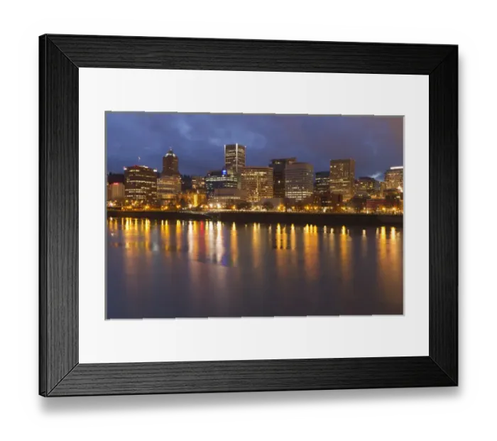 Framed Print : City lights reflected in the Willamette river, Portland, Oregon Framed Print : City lights reflected in the Willamette river, Portland, Oregon