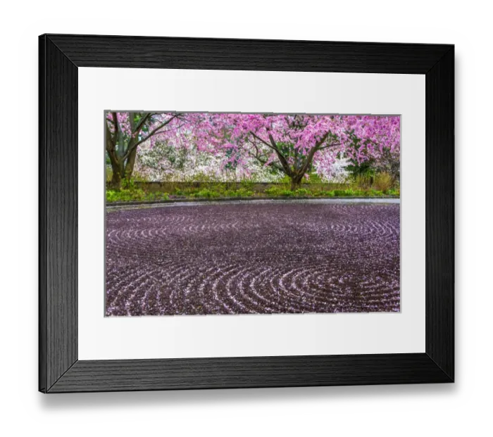 Framed Print : USA, Pennsylvania, Wayne, Chanticleer Garden. Gravel patterns and spring garden. Credit as Framed Print : USA, Pennsylvania, Wayne, Chanticleer Garden. Gravel patterns and spring garden. Credit as