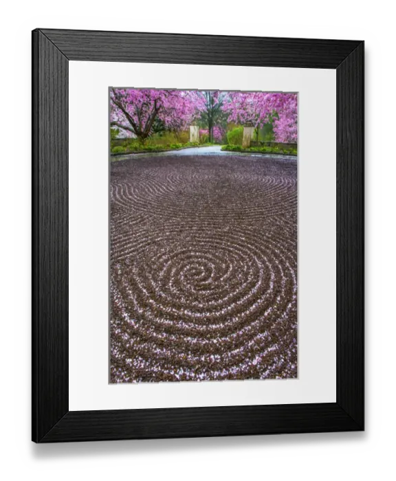 Framed Print : USA, Pennsylvania, Wayne, Chanticleer Garden. Gravel patterns and spring garden. Credit as
