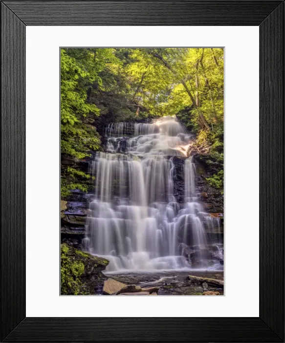 Framed Print : USA, Pennsylvania, Benton, Ricketts Glen State Park. Ganoga Falls cascade. Credit as Framed Print : USA, Pennsylvania, Benton, Ricketts Glen State Park. Ganoga Falls cascade. Credit as