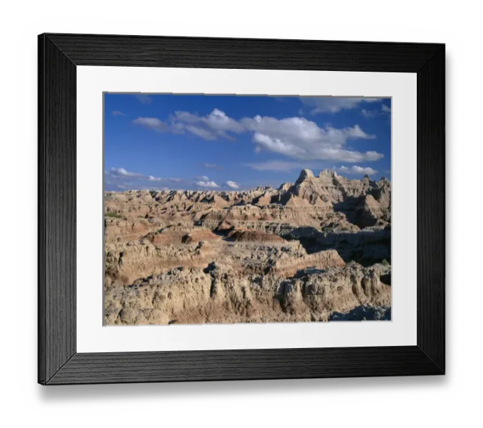 Framed Print : USA, South Dakota, Badlands National Park, Eroded, sedimentary formations dominate