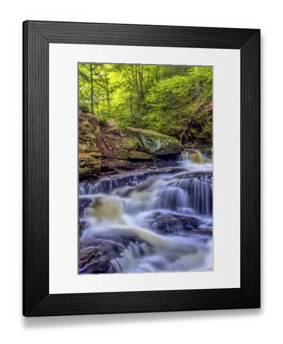 Framed Print : USA, Pennsylvania, Benton, Ricketts Glen State Park. Seneca Falls cascade. Credit as