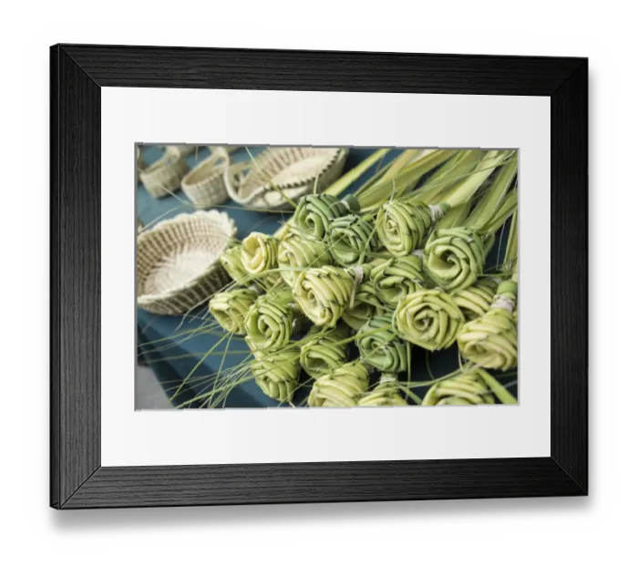 Framed Print : Grass woven roses for sale at market, Charleston, South Carolina. USA Framed Print : Grass woven roses for sale at market, Charleston, South Carolina. USA