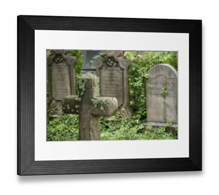 Framed Print : Gravestones at an Old church graveyard. Charleston, South Carolina. USA