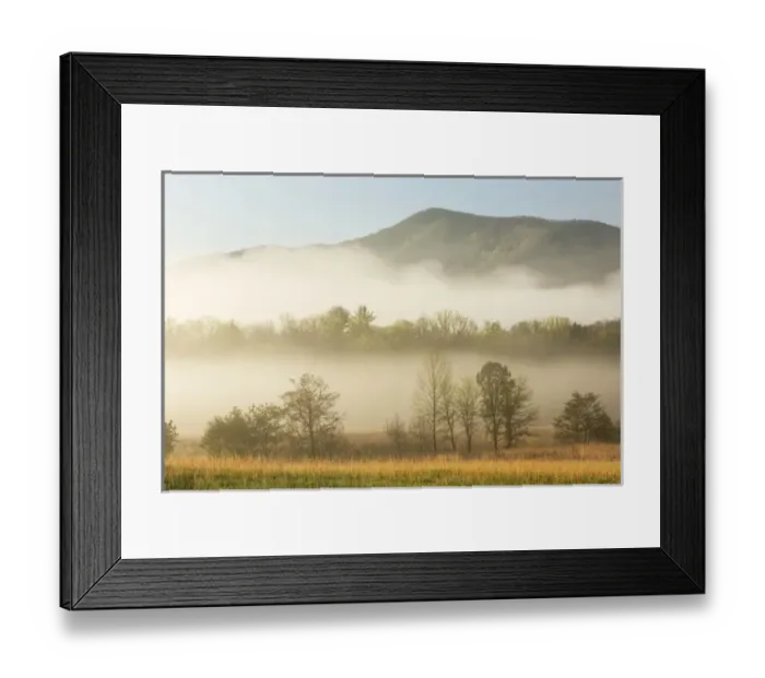 Framed Print : Foggy morning, Cades Cove, Great Smoky Mountains National Park, Tennessee