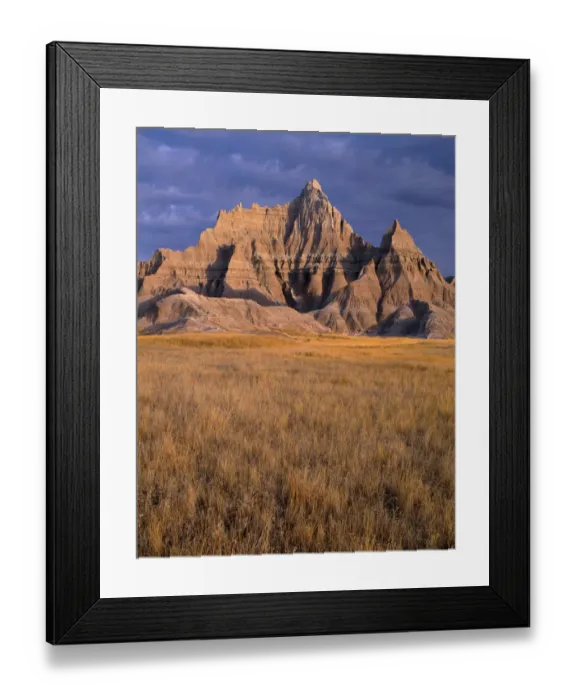 Framed Print : USA, South Dakota, Badlands National Park, North Unit, Early morning light defines Framed Print : USA, South Dakota, Badlands National Park, North Unit, Early morning light defines