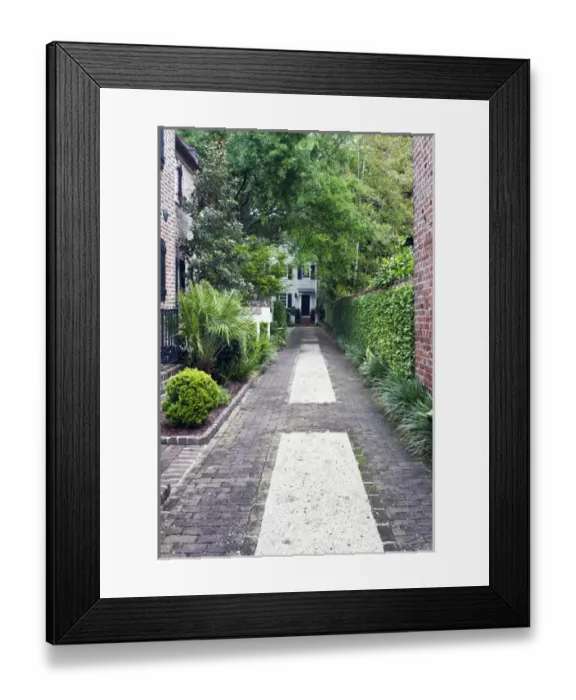 Framed Print : USA, SC, Charleston, Historic District, Alleyway with Colonial Era Homes Framed Print : USA, SC, Charleston, Historic District, Alleyway with Colonial Era Homes