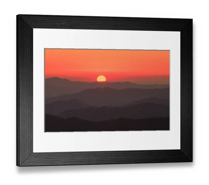 Framed Print : USA; North America; Tennessee; Great Smoky Mountain NP; Sunset behind layers of mountains Framed Print : USA; North America; Tennessee; Great Smoky Mountain NP; Sunset behind layers of mountains