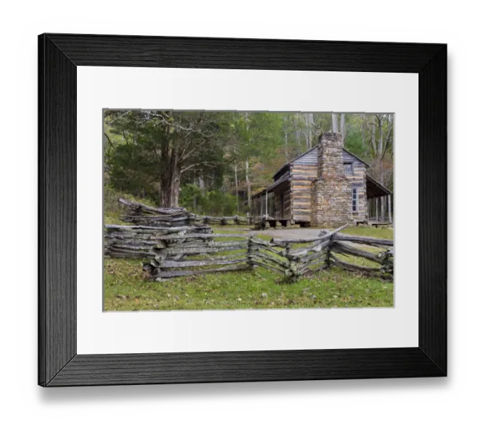 Framed Print : USA, Tennessee, Great Smoky Mountains National Park. John Oliver Place in Cades Cove Framed Print : USA, Tennessee, Great Smoky Mountains National Park. John Oliver Place in Cades Cove