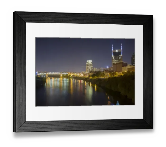 Framed Print : USA, Tennessee, Nashville. City lights reflected in Cumberland River Framed Print : USA, Tennessee, Nashville. City lights reflected in Cumberland River