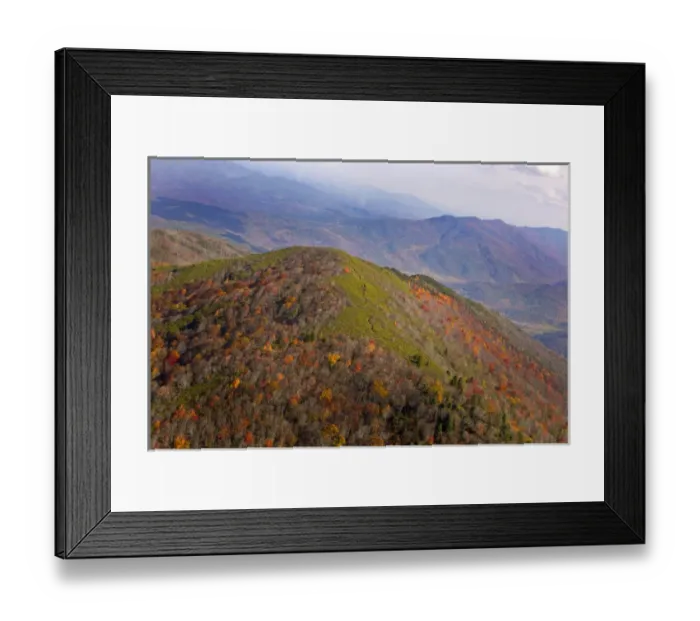 Framed Print : Aerial view of Great Smoky Mountains National Park from helicopter in autumn