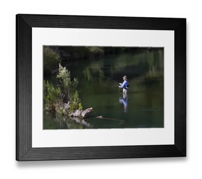 Framed Print : Women flyfishing in the South Llano River, Junction, Texas
