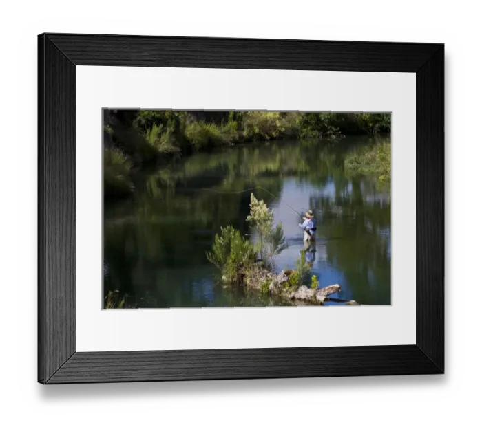 Framed Print : Women flyfishing in the South Llano River, Junction, Texas