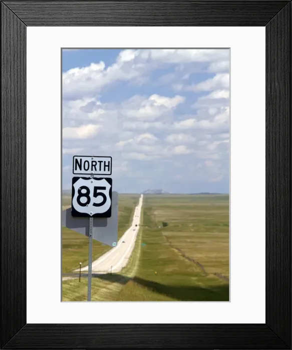 Framed Print : Highway 85 north road sign, South Dakota, USA