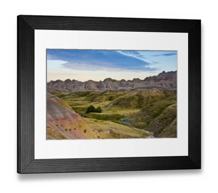 Framed Print : Colorful hills at sunset, Badlands Loop Trail, Badlanads National Park, South Dakota, USA Framed Print : Colorful hills at sunset, Badlands Loop Trail, Badlanads National Park, South Dakota, USA