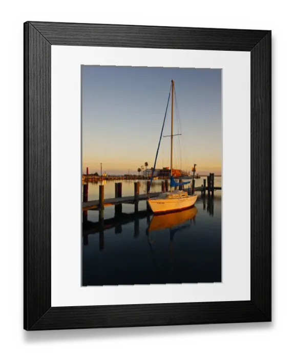 Framed Print : Rockport, Texas harbor at sunset