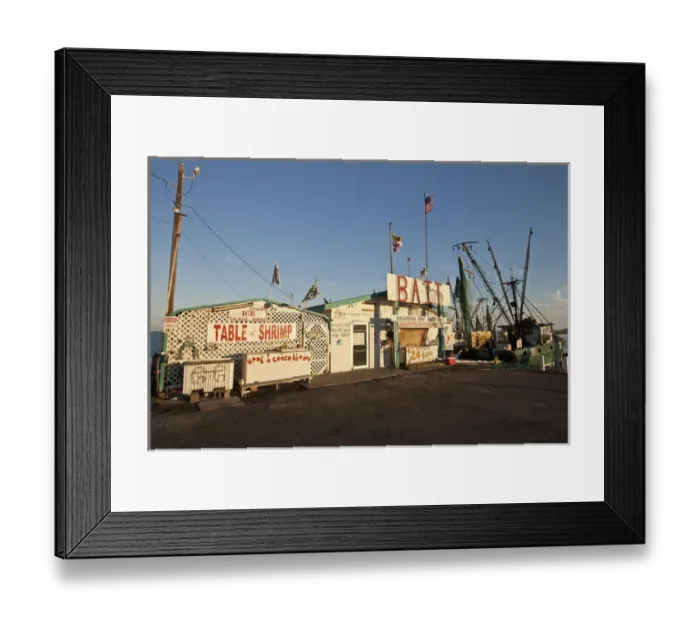 Framed Print : Bait Stand at Fulton Harbor, Fulton, Texas