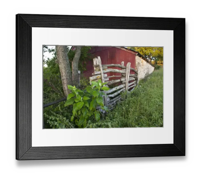 Framed Print : German style barn on ranch in the Texas hill country Framed Print : German style barn on ranch in the Texas hill country