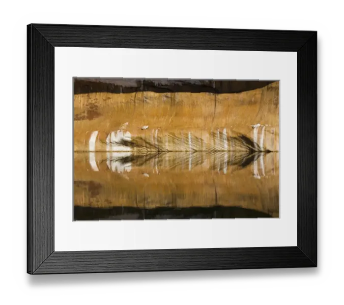 Framed Print : USA, Utah, Glen Canyon National Recreation Area. Abstract reflection of stained sandstone wall