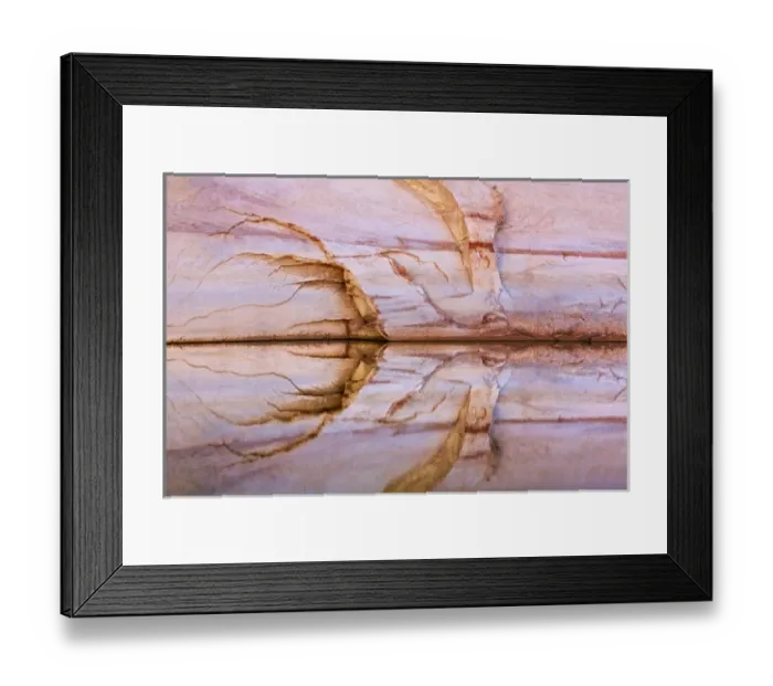 Framed Print : USA, Utah, Glen Canyon National Recreation Area. Abstract reflection of stained sandstone wall