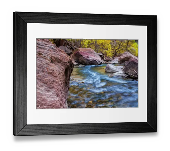Framed Print : USA, Utah, Zion National Park. Stream in autumn landscape Framed Print : USA, Utah, Zion National Park. Stream in autumn landscape