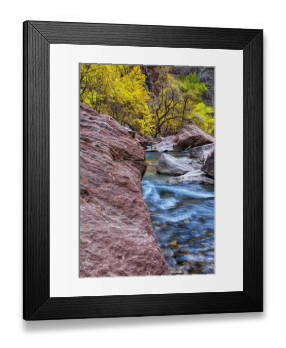 Framed Print : USA, Utah, Zion National Park. Stream in autumn landscape Framed Print : USA, Utah, Zion National Park. Stream in autumn landscape