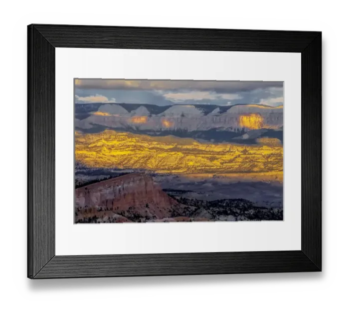Framed Print : USA, Utah, Bryce Canyon National Park. Sunrise contrasts on canyon