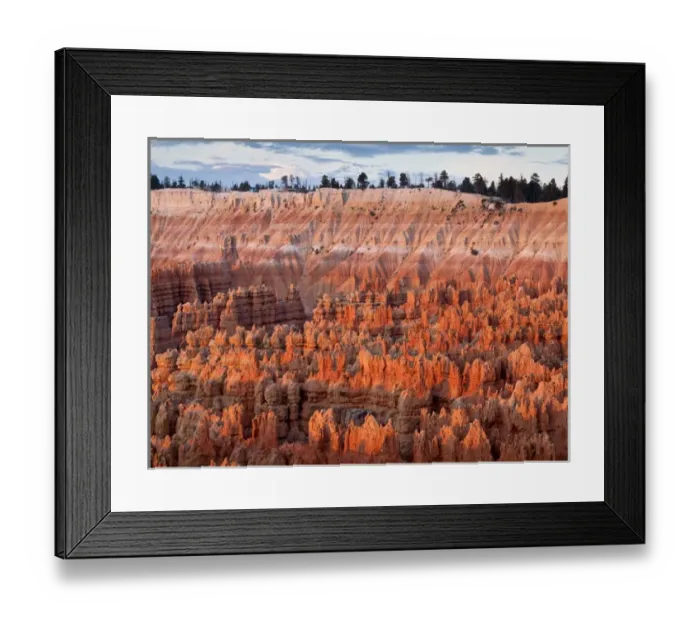 Framed Print : USA, Utah, Bryce Canyon National Park, Sunrise touches hoodoos at Sunset Point