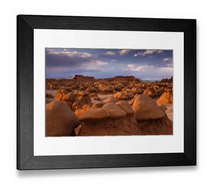 Framed Print : USA; Utah. View of Goblin Valley State Park at sunset